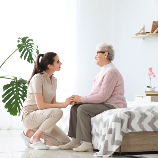 daughter caring for mother