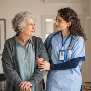 caregiver with elderly woman