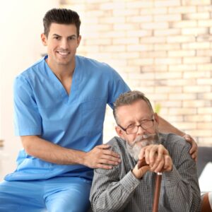 caregiver with elderly man