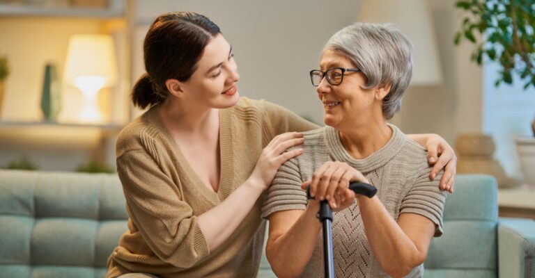 woman taking care of her mom